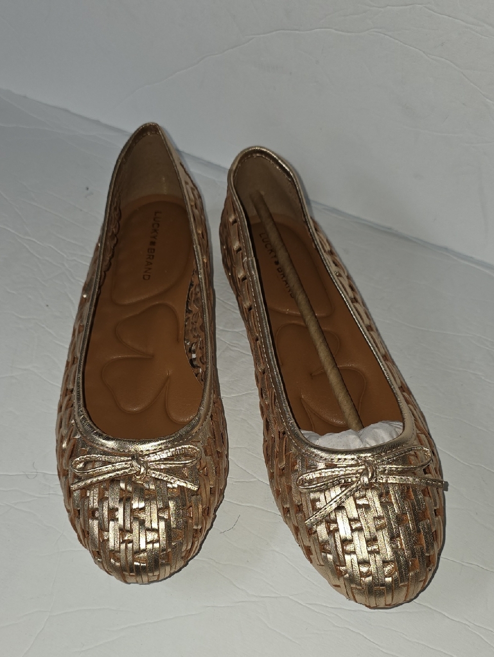 NIB Lucky Brand Mogeni (Platino) Gold Woven Ballet Flats Sz 9.5